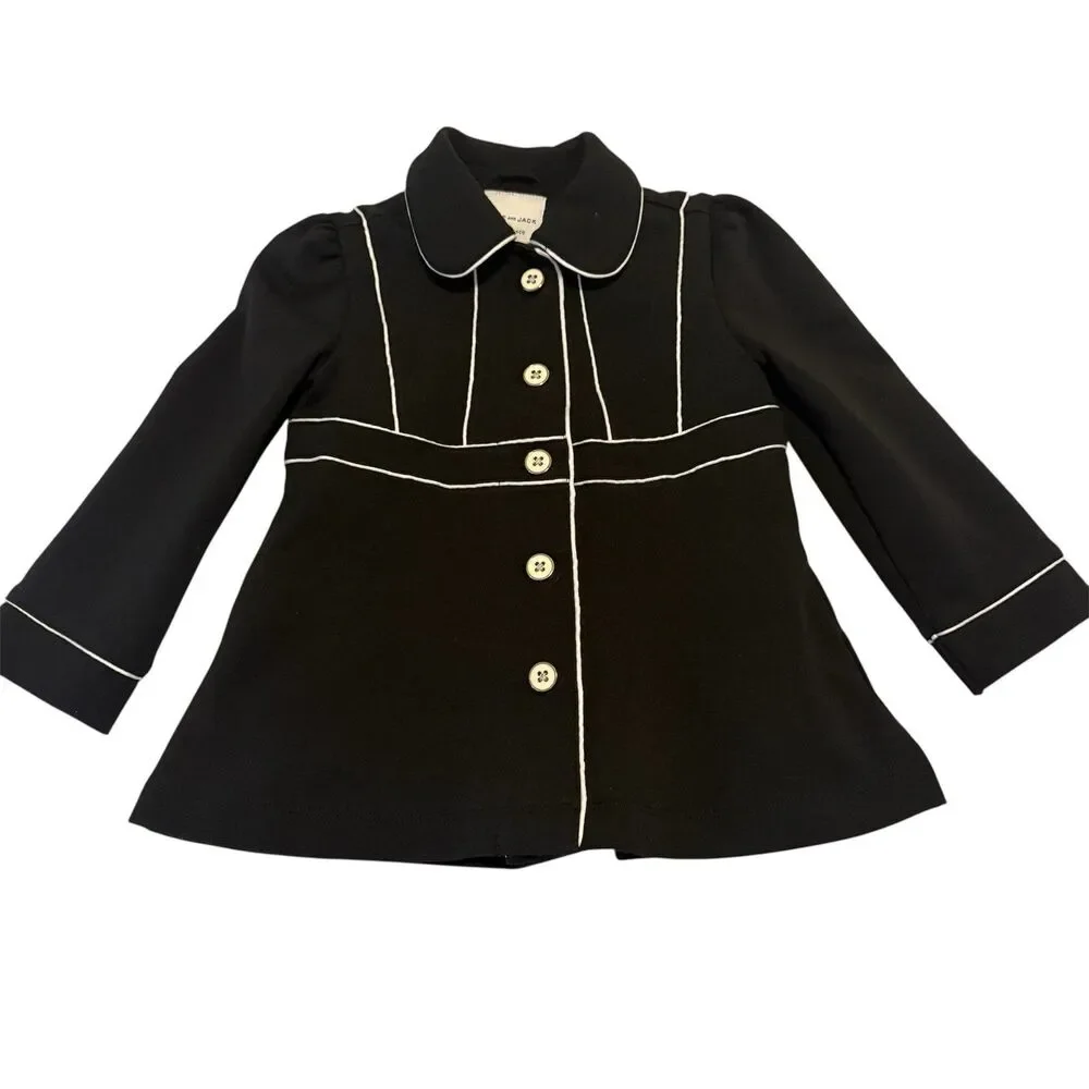 Janie and Jack Girls Black Dress 2T Long Sleeve Piped Fall Winter Outfit